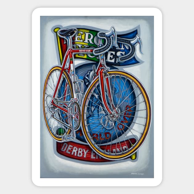 Mercian Flam Red Road Bicycle Sticker by markhowardjones